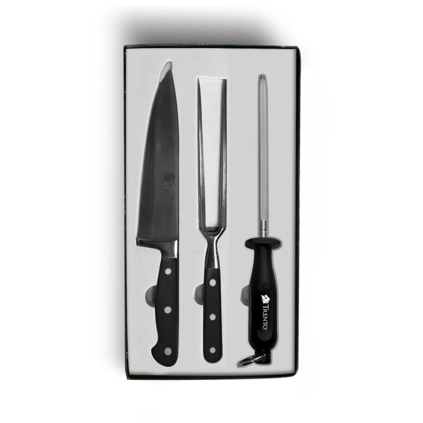 Set 3 piezas asado Cuchillo, Trinche y Chaira - Imagen 6