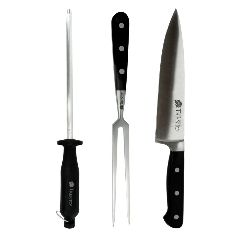 Set 3 piezas asado Cuchillo, Trinche y Chaira