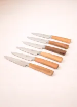 Set x6 Cuchillos Acero Inox Reforzado Madera