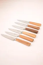 Set x6 Cuchillos Acero Inox Reforzado Madera