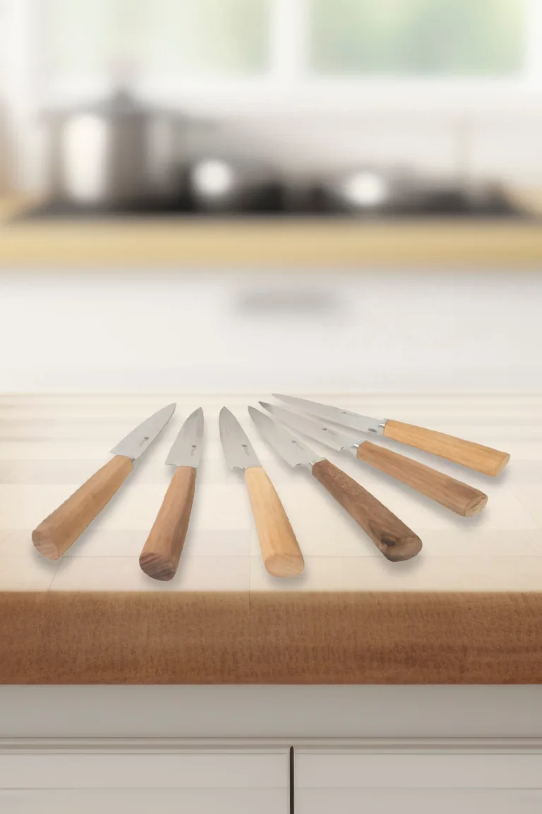 Set x6 Cuchillos Acero Inox Reforzado Madera - Imagen 3
