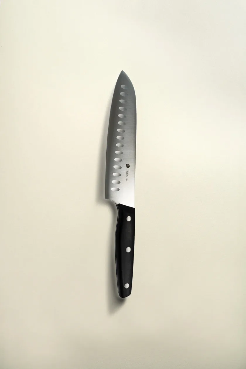 Cuchillo Santoku 7 Pakka Negro Hoja Lisa Acero - Imagen 2