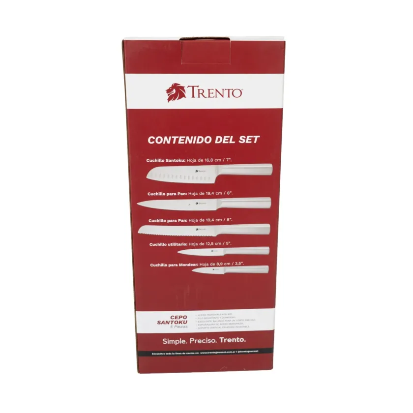 Cepo Santoku Cuchillos 5 Piezas Hoja Lisa Acero - Imagen 10