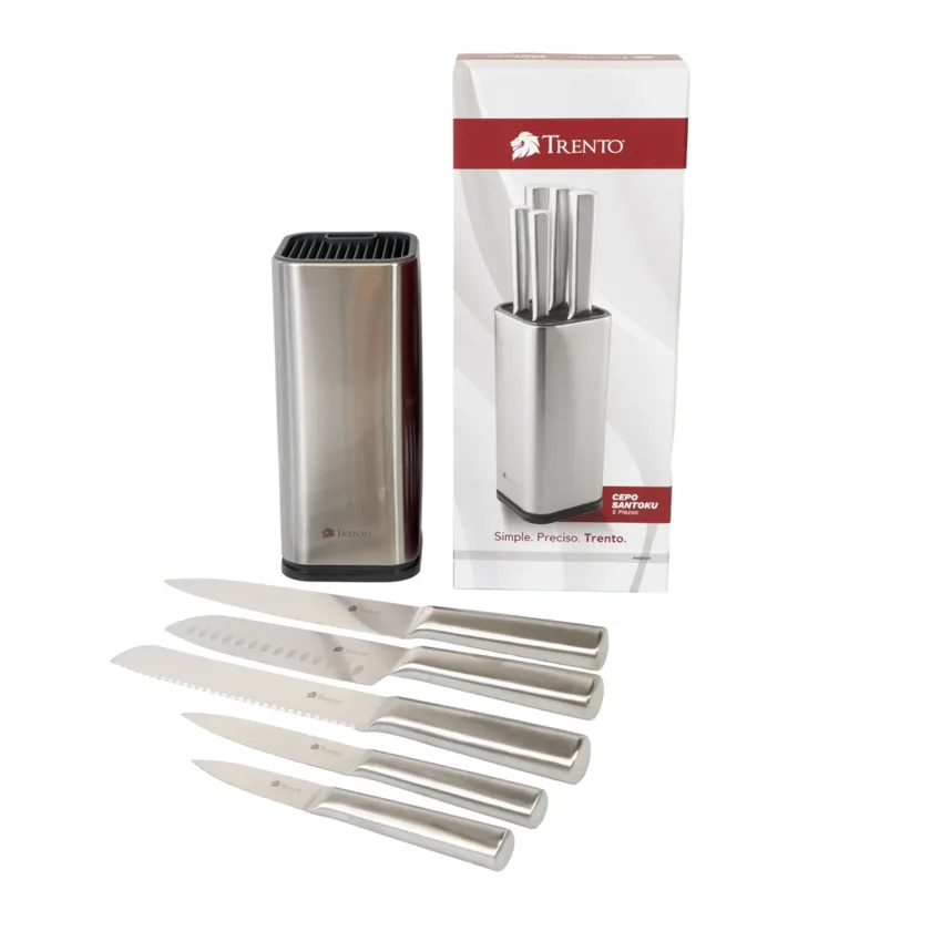 Cepo Santoku Cuchillos 5 Piezas Hoja Lisa Acero - Imagen 2